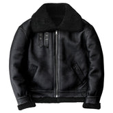 Black Plain Aviator Jacket Front
